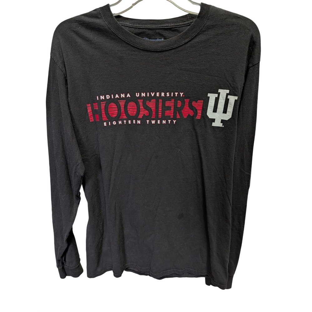 Champion Indiana University Hoosiers Tee Mens M Black Good Long Sleeve Graphic